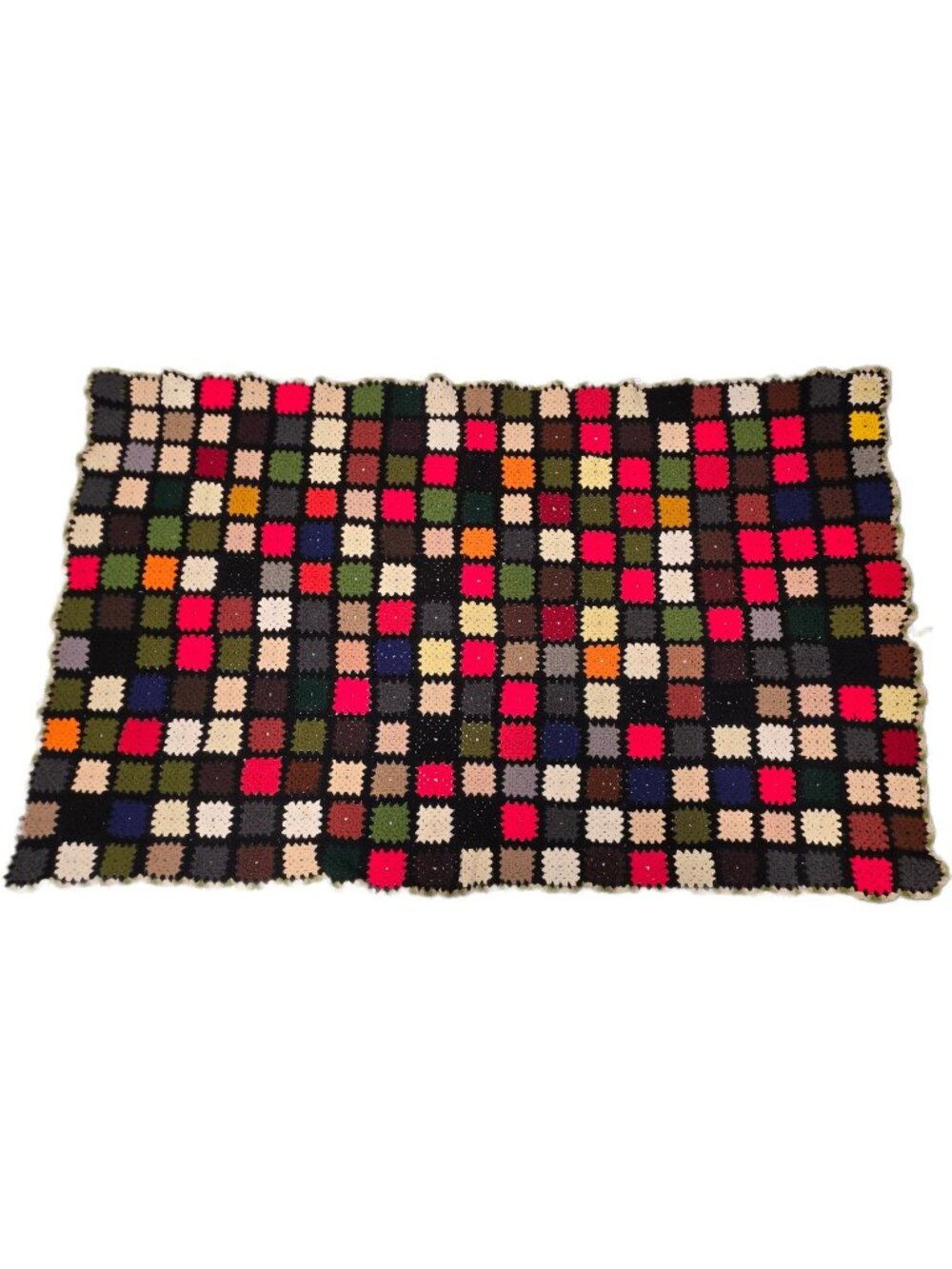 VTG Handmade Crochet Granny Square Afghan Blanket Large Couch Throw Cottagecore